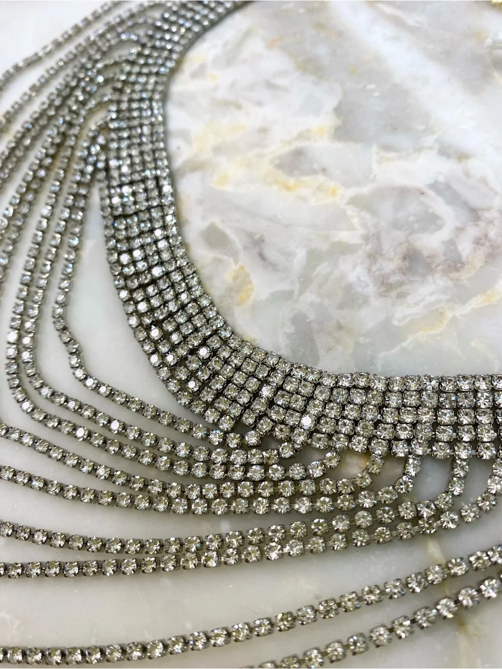 Anthropologie NWT Draped Bib Statement Necklace in Rhinestone